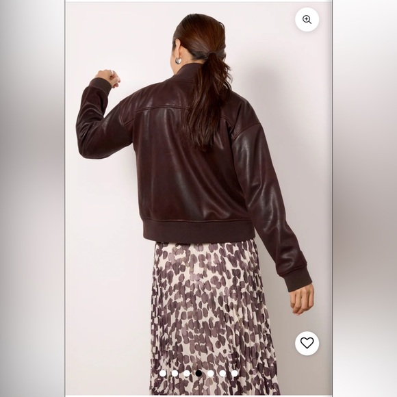 Evereve Dark Brown Bomber Jacket NWOT - Picture 5 of 16